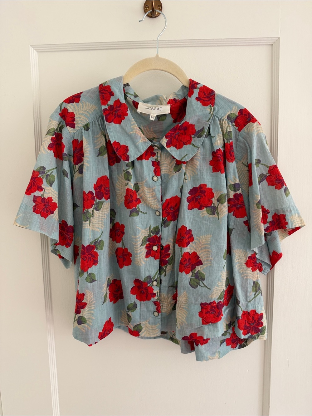 THE GREAT Floral Peter Pan Collar Blouse